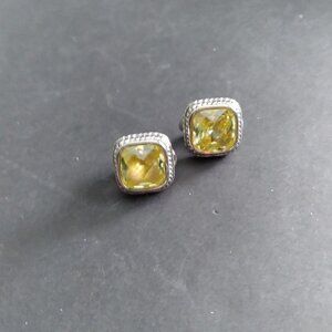Lemon Yellow Citrine & Silver Pierced Earrings